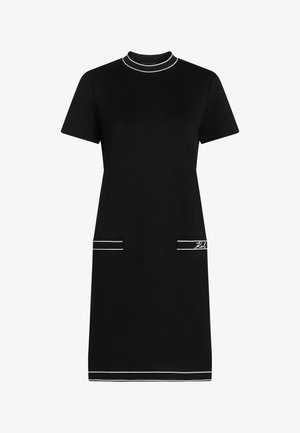 KARL LAGERFELD, PIPED TEE - Φόρεμα από ζέρσεϊ - black