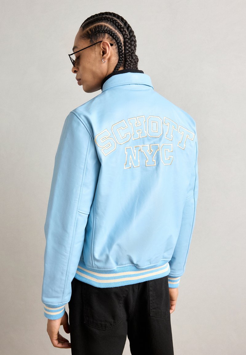 Schott STRIPE - Chaquetas bomber - sky/ecru