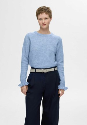 SLFLULU FRILL CUFF O NECK - Striktrøje - endless sky