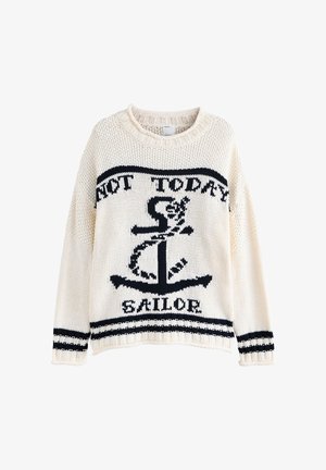 Next, REGULAR FIT - SAILOR SLOGAN - Maglione - white blue
