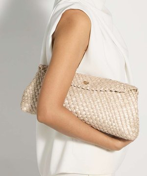 Dune London, ENCOURAGE Woven Clutch - Pochette - champagne-synthetic