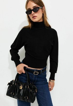 New Look, HIGH NECK BATWING SLEEVE KNITTED JUMPER - Strickpullover - black