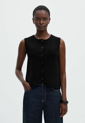 Selected, KNITTED VEST BUTTON - Veste sans manches - black