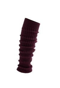 Mănușă pentru brațe burgundă cu textură ribbed, realizată dintr-un material tricotat texturat, având secțiuni culcate și un margine răsucită la bază.