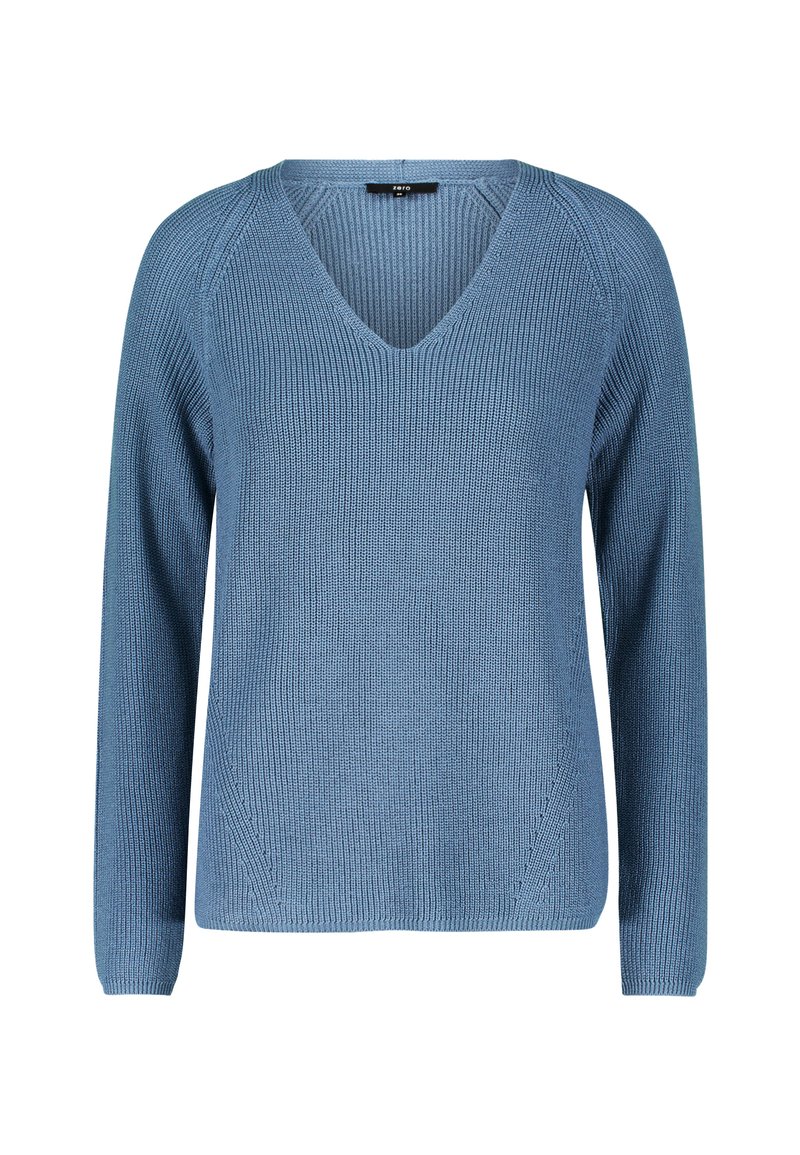 zero STRUKTUR MIT V-AUSSCHNITT Strickpullover spring lake/blau