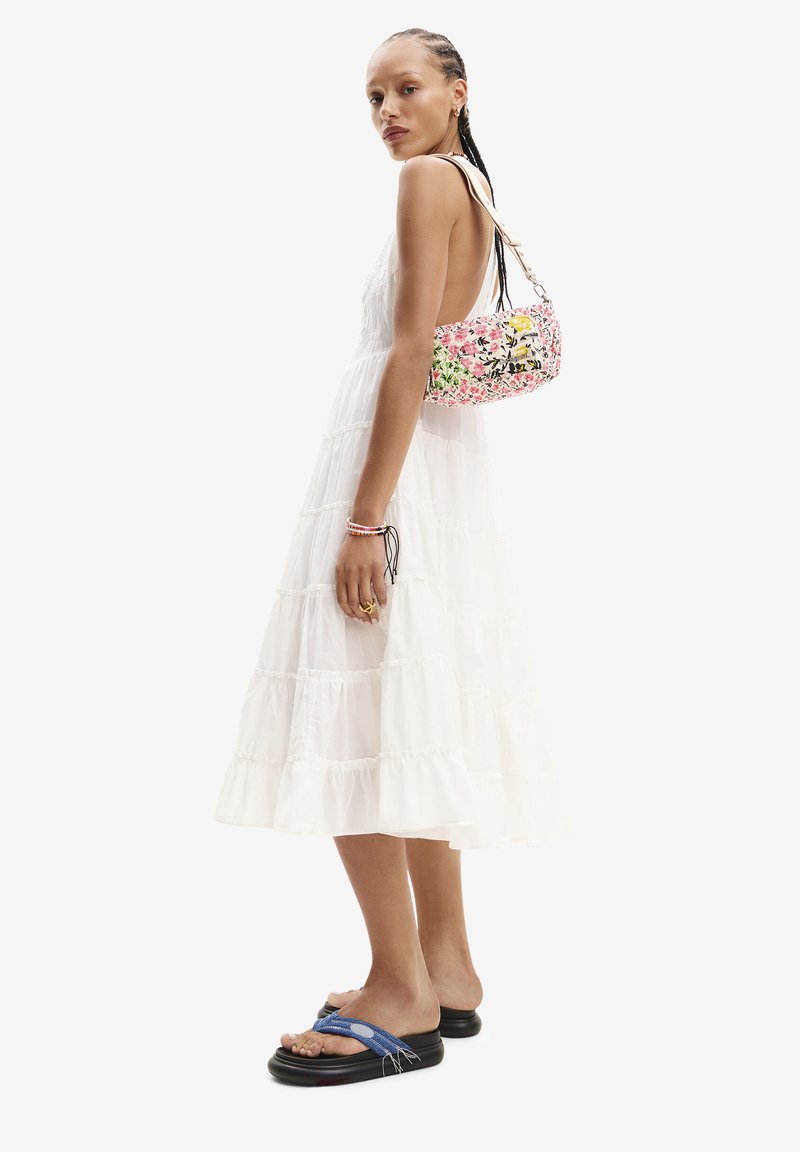 Desigual Women's PU Crossbody Bag - White, Adjustable Straps, Detachable Keyring