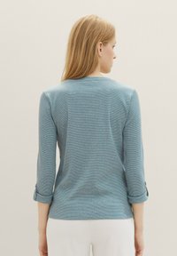 TOM TAILOR HENLEY - Longsleeve - green offwhite stripe ck