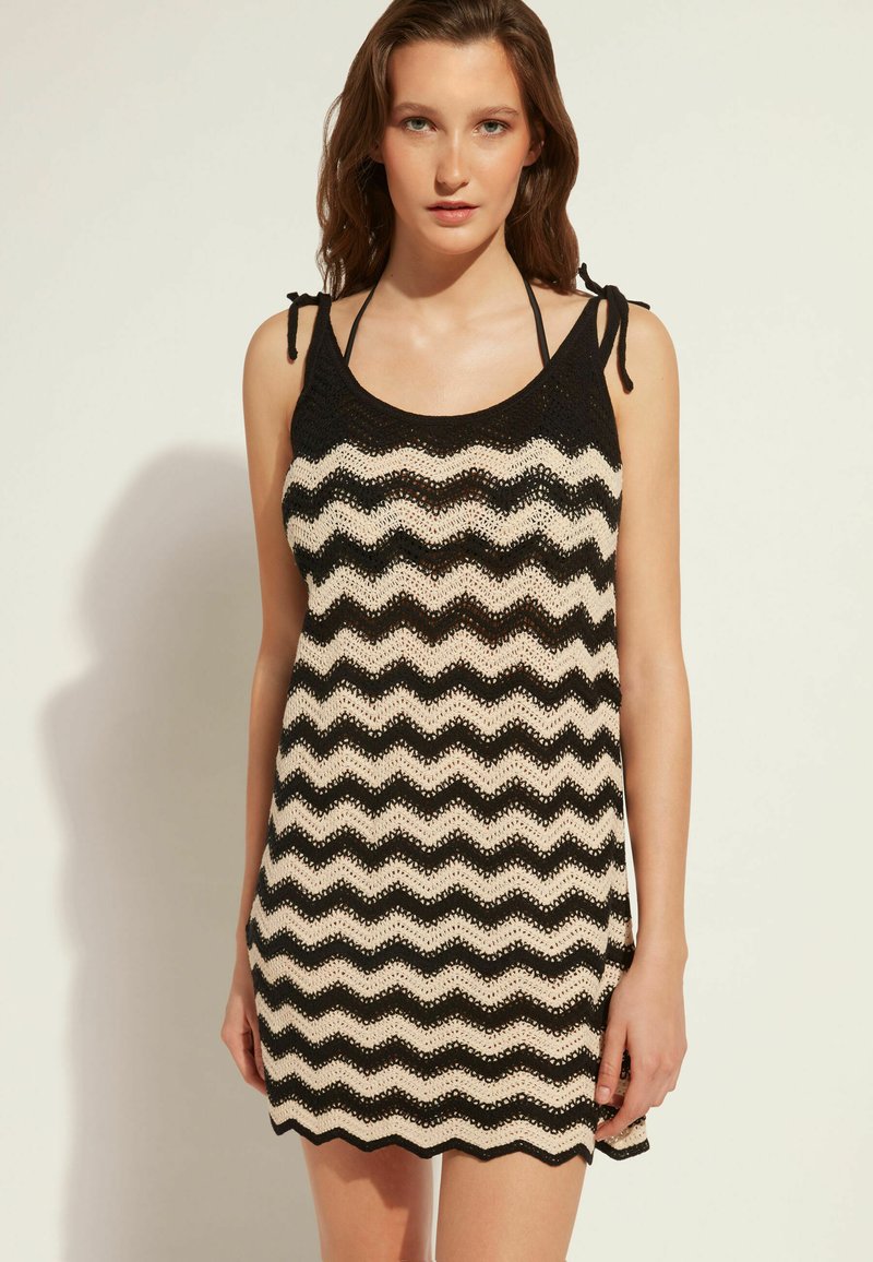 Calzedonia DRESS - Beach accessory - black light beige/black - Zalando.ie