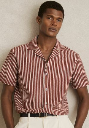 Reiss REGULAR FIT - TOWER TEXTURED-CUBAN-COLLAR - Cămașă - rust red white