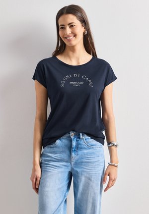 Street One, DROPPED SHOULDER SHIRT MIT RUNDHALS - T-shirt imprimé - deep blue