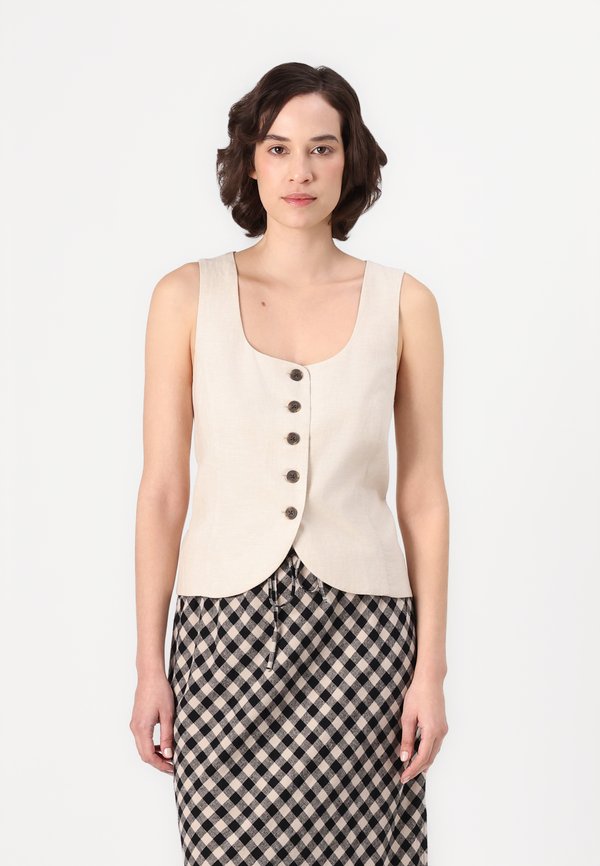 SCOOP NECK VEST - Waistcoat - beige
