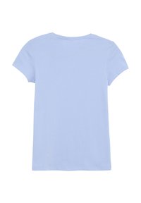 Lichtblauwe katoenen T-shirt met korte mouwen, ronde hals, een eenvoudig ontwerp en een regular fit, met een gladde textuur.