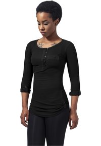 Urban Classics - LADIES LONG RIB POCKET TURNUP TEE - Long sleeved top - black Thumbnail Image 1