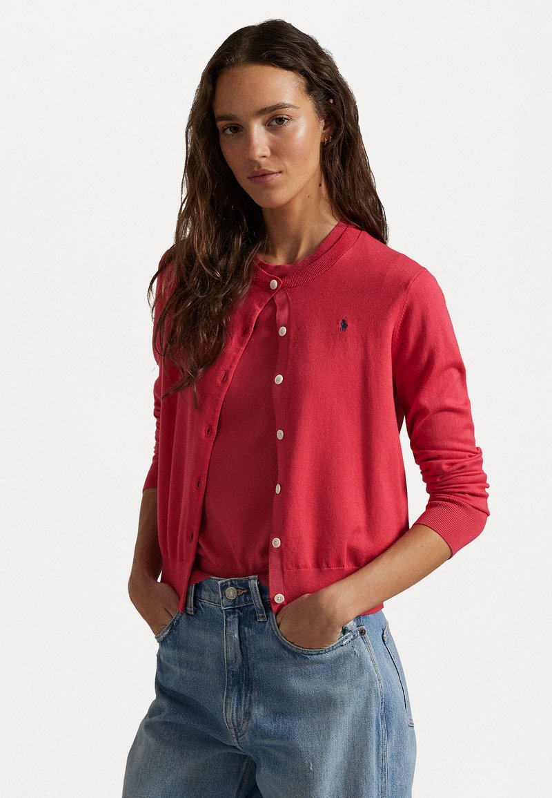 Polo Ralph Lauren PIMA COTTON LONG SLEEVE CARDIGAN - Gilet - sunset red