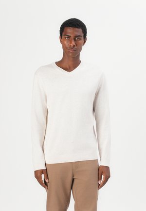 BASIC V NECK - Pulóver - soft buttercream melange