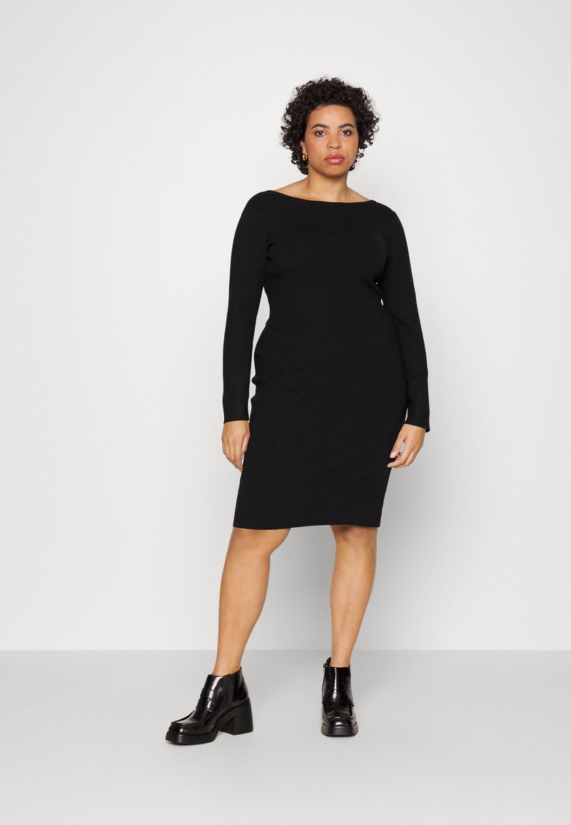 Anna Field Curvy OFFENER RÜCKEN MINI STRICKKLEID - Φόρεμα σε ίσια γραμμή - black