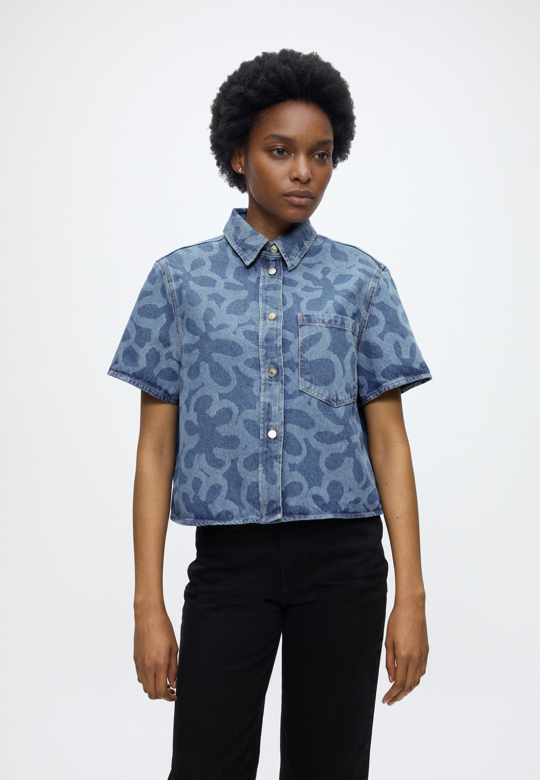 Marimekko MARIDENIM KUVATA KUKKA SHIRT - Camisa - used indigo 