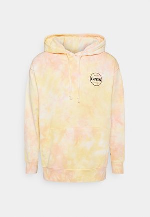 Felpa con cappuccio con motivo tie-dye giallo e rosa chiaro, tasca frontale, coulisse e piccolo logo nero Levi's sul lato sinistro del petto.
