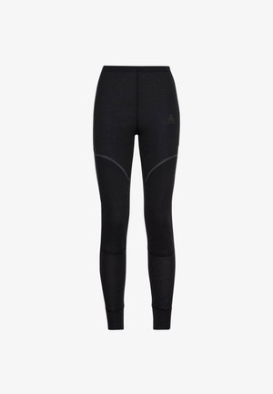 Leggings de sport noirs au design ajusté, avec des coutures élégantes et un logo sur la taille pour un look moderne.