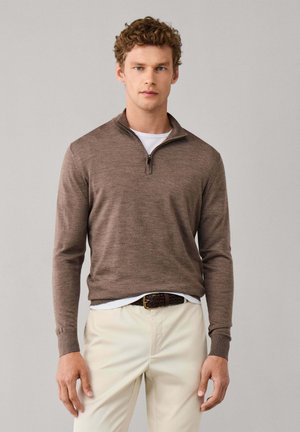 Hackett London, HACKETT LONDON JUMPER ESS MERINO HZIP - Jersey de punto - putty beige