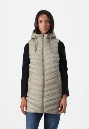 LONG HOODED VEST - Waistcoat - smoke olive