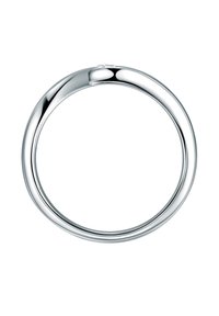 Poleeritud hõbesõrmus sujuva bändiga, mille pinnale on asetatud väike teemandiaktsent, et lisada peenet detaili. Ümmargune kuju.