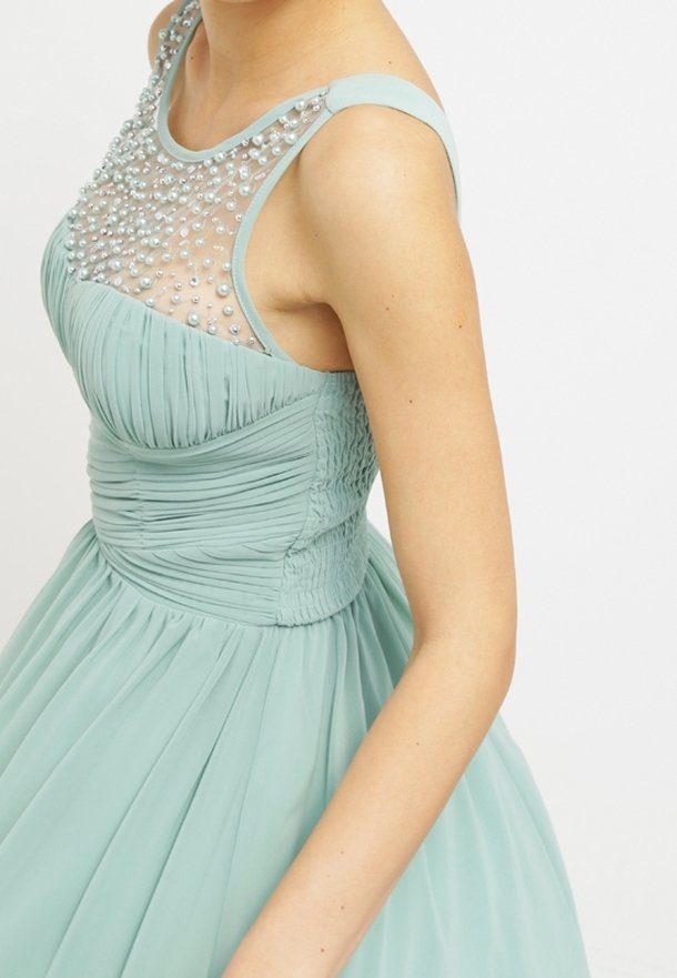 sachin and babi light blue dress Mint Green Floral Applique Tulle Dress main image 1