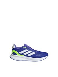 Baskets de sport violettes avec des rayures blanches et des accents vert fluo. Tige en maille, bout arrondi et semelle texturée pour l'adhérence. Rembourrage Cloudfoam.