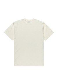 T-shirt à manches courtes couleur crème. Tissu doux, léger avec une texture subtile. Coupe standard avec col rond et ourlet droit. Sans graphisme.