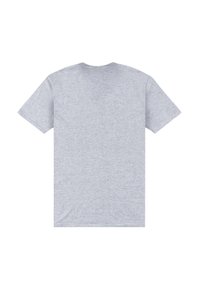 Světle šedé tričko s krátkým rukávem, které má kulatý výstřih. Materiál se zdá být jemný a hladký, bez viditelných vzorů nebo grafik.