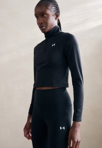 Under Armour VANISH SEAMLESS 1/4 ZIP CROP - Top dugih rukava - black/white