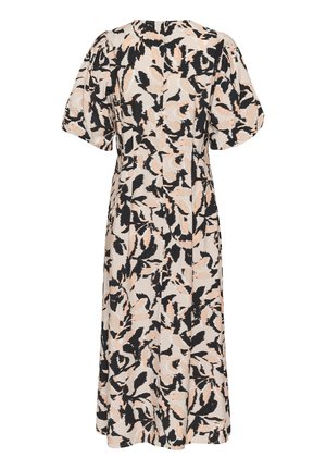 Kaffe, KAPACO PRINT - Koktailové šaty/večierkové šaty - beige black peach blurry leaf