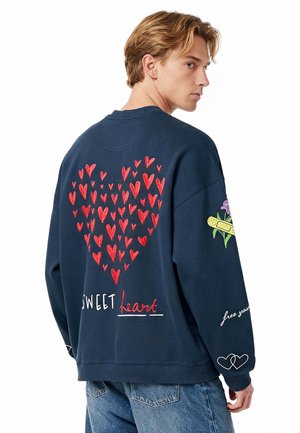 TATTOO SWEETHEART EMBROIDERY OVERSIZED - Sweatshirt - dark blue
