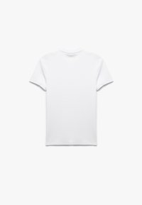 Witte katoenen t-shirt met korte mouwen, ronde halslijn en een soepele textuur. Achteraanzicht alleen, geen patronen of graphics zichtbaar.