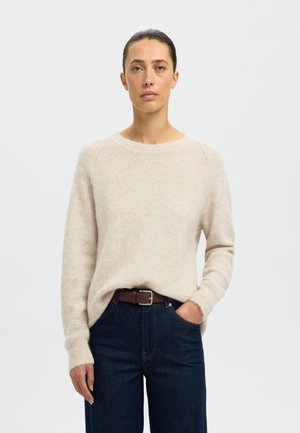 Selected Femme LULU O-NECK - Strikkegenser - birch melange