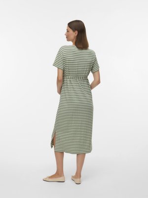 MLAMILA SS JRS MIDI DRESS - Džersejové šaty - sea spray stripes:birch