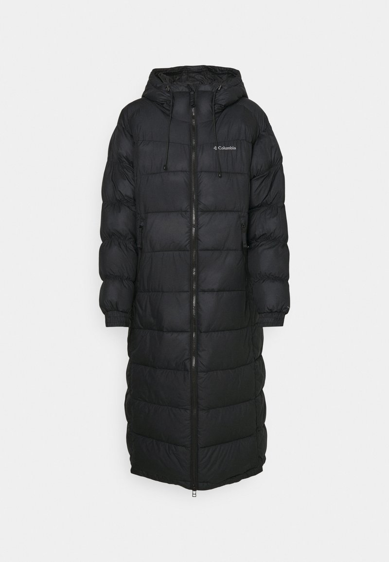 Abrigo negro tipo puffer con capucha, que presenta un cierre con cremallera, puños elásticos y diseño acolchado. Fabricado con material ligero e insulated.