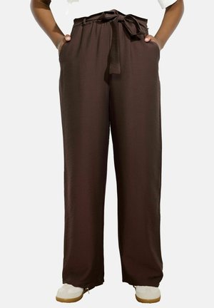 FLOWY WIDE - Pantaloni - brown dark chocolate