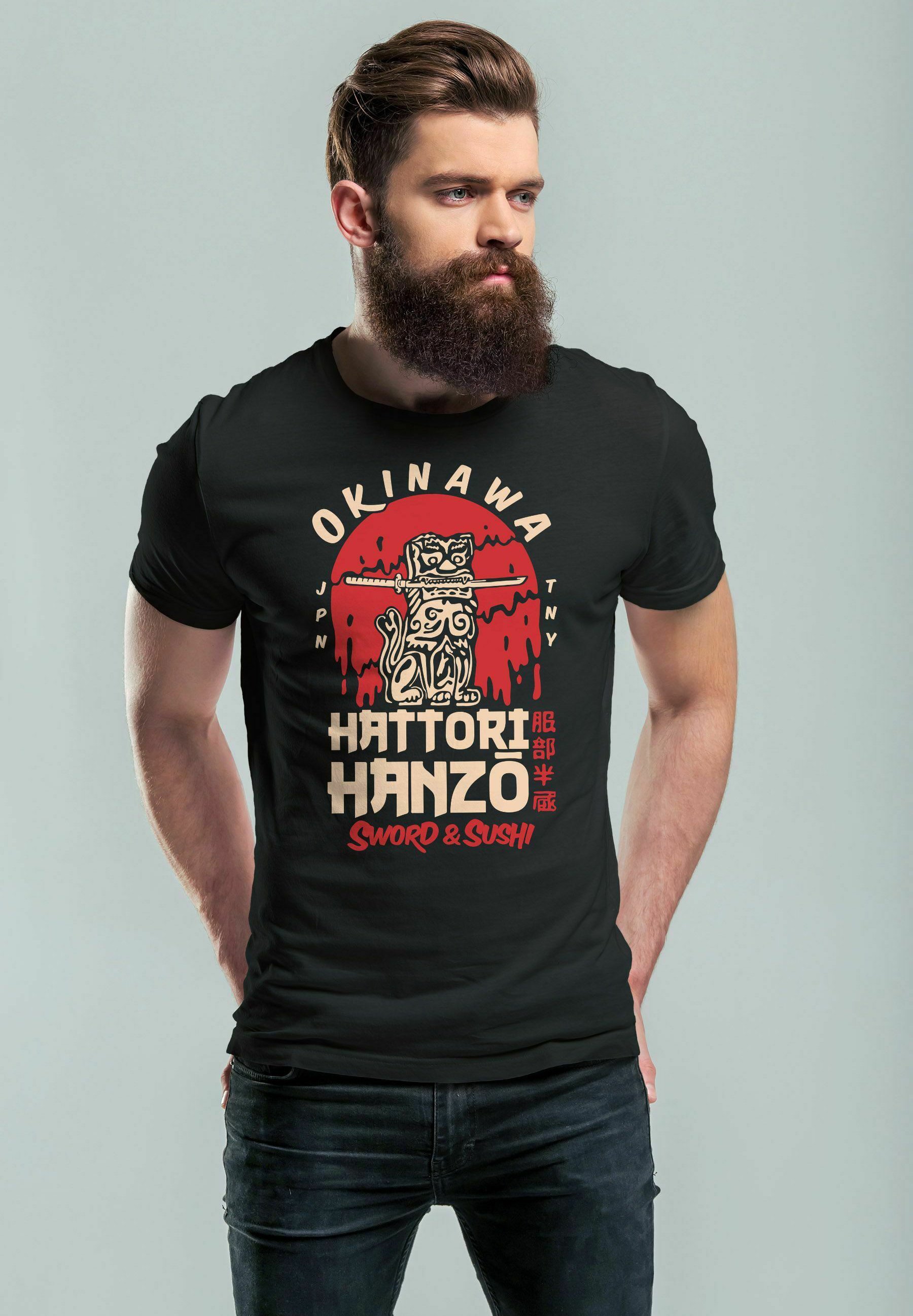 Neverless Herren T-Shirt Mit "Creepy Smile" Aufdruck - Slim Fit, 100% Baumwolle, Bis Größe 4XL