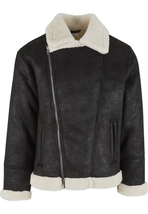 Urban Classics SHEARLING BIKER  - Talvejope - black whitesand