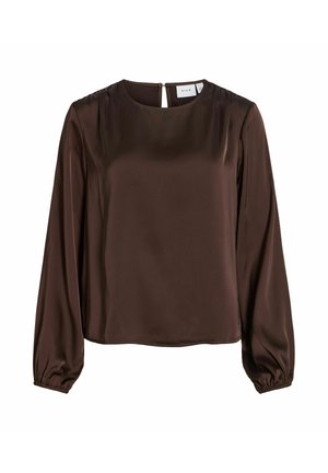 VILA, LONG SLEEVED TOP VIENNA ROUND NECK - Bluse - coffee bean