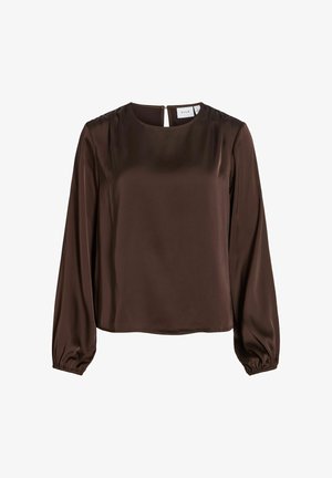 VILA, LONG SLEEVED TOP VIENNA ROUND NECK - Blouse - coffee bean