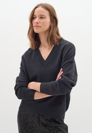 FOSTER V-NECK - Jumper - dark grey melange