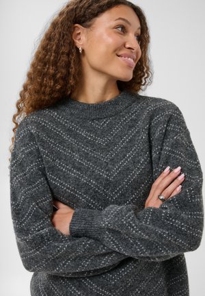 Kaffe, KAHILLERY PULLOVER - Pullover - dark grey m. chalk stripe