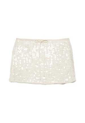PULL&BEAR, SEQUIN - MINI SKIRT - Minijupe - white