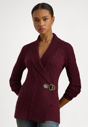 BUCKLED COTTON SWEATER - Cardigan - dark garnet