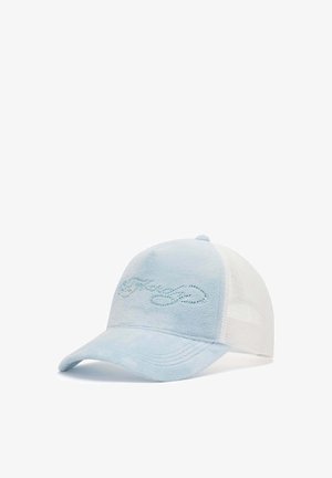 Ed Hardy, UNISEX DIAMANTE VELOUR 5 PANEL TRUCKER CAP - Gorra - blue