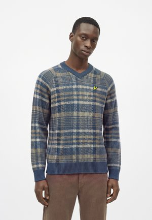 Lyle & Scott, OFFSET CHECK V NECK  - Пуловер - aegean blue
