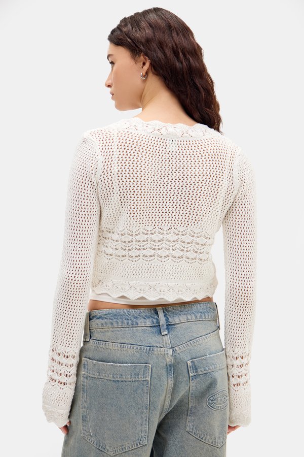 TIE FRONT - Cardigan - ecru4