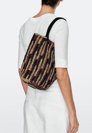 Massimo Dutti, MINI RAFFIA BUCKET BAG - Handbag - bordeaux